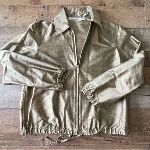 Emanuel Ungaro Gold Silk Shantung Zip Up Jacket Womens Size 6